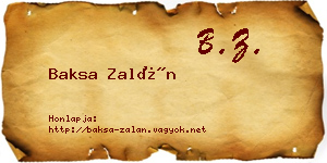 Baksa Zalán névjegykártya